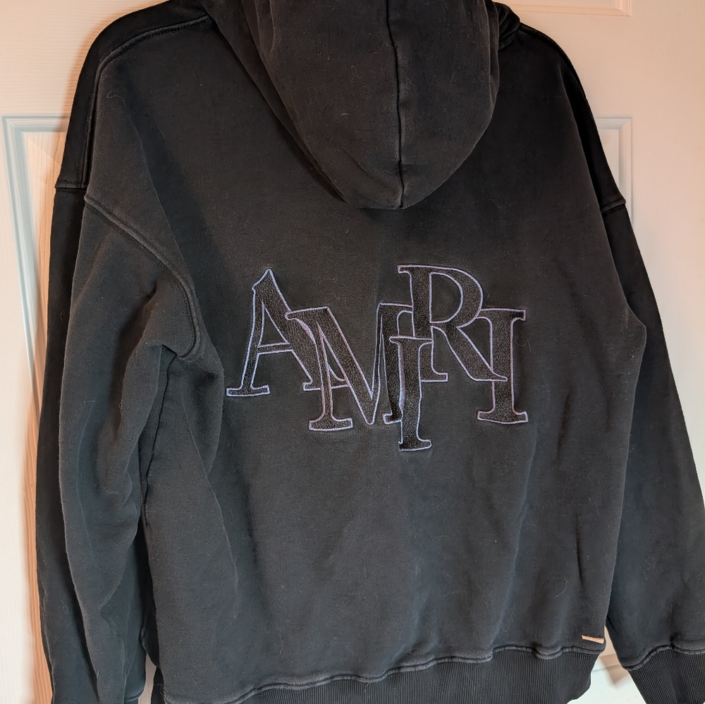 Amiri Black and Purple MA Logo Pullover Hoodie Men’s Size Medium